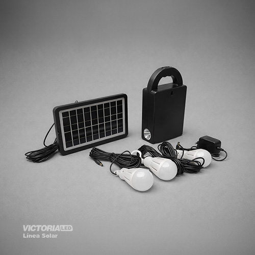 KIT SOLAR PORTATIL LINTERNA/3FOCOS3W/USB