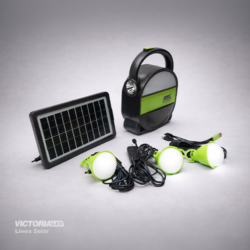 KIT SOLAR PORTATIL LINTERNA/3FOCOS3W/USB