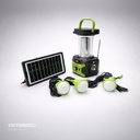KIT SOLAR PORTATIL LINTERNA/3FOCOS3W/USB/RADIO/MP3/BLUETOOTH