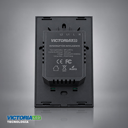 SMART INTERRUPTOR DOBLE WIFI TUYA NEGRO 86U/C
