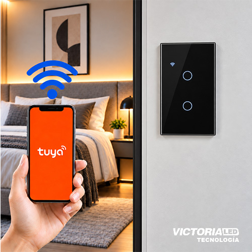 SMART INTERRUPTOR DOBLE WIFI TUYA NEGRO 86U/C