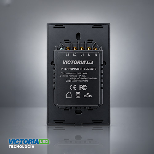 SMART INTERRUPTOR TRIPLE WIFI TUYA NEGRO 86U/C