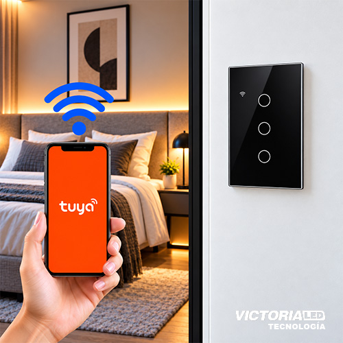 SMART INTERRUPTOR TRIPLE WIFI TUYA NEGRO 86U/C