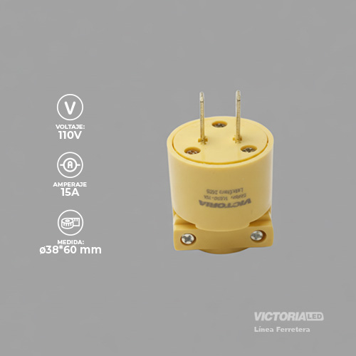 ENCHUFE MACHO 2P 125V 15A AMARILLO 25U/C