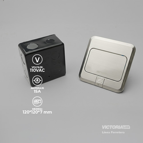 TOMACORRIENTE UNIVERSAL DE PISO ACERO INOXIDABLE 250V 15A SILVER 1U/C