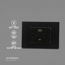 TOMACORRIENTE DOBLE + UBS*1 + TIPO C*1 16A 125/250V PC NEGRO 5U/C