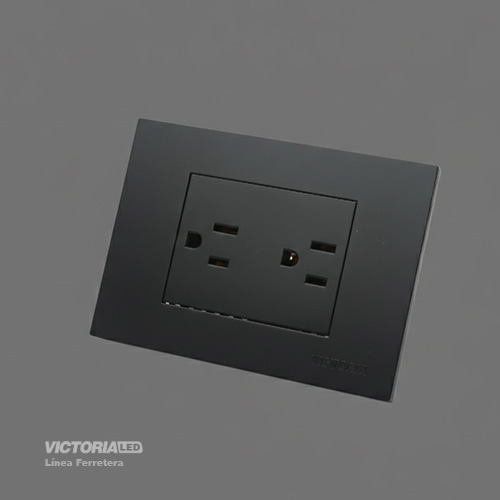 TOMACORRIENTE DOBLE 16A 125/250V PC NEGRO 10U/C