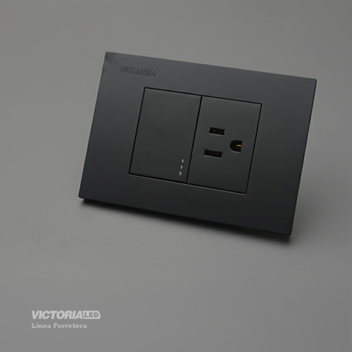 MIXTO INTERRUPTOR + TOMACORRIENTE 16A 125/250V PC NEGRO 10U/C