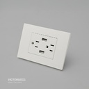 TOMACORRIENTE DOBLE + USB*2 16A 125/250V PC BLANCO 5U/C