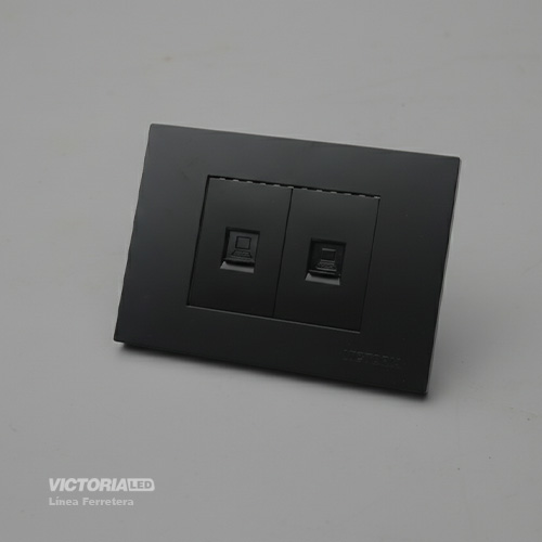 TOMA RJ45 CAT5 + CAT6 PC NEGRO 10U/C