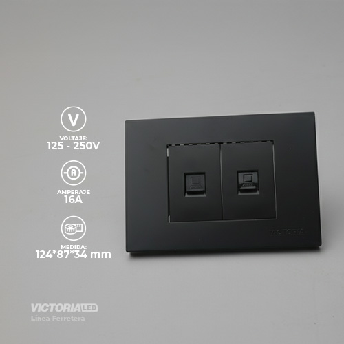 TOMA RJ45 CAT5 + CAT6 PC NEGRO 10U/C