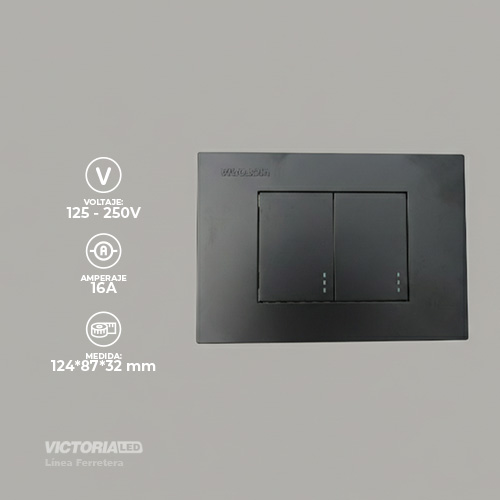 INTERRUPTOR DOBLE CONMUTABLE 16A 125/250V PC NEGRO 10U/C
