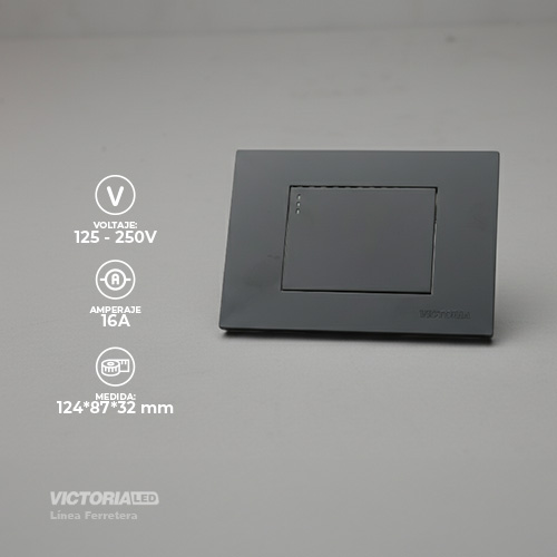 INTERRUPTOR SIMPLE GRANDE CONMUTABLE 16A 125/250V PC NEGRO 10U/C