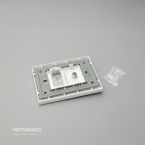 TOMA TV + RJ45 CAT5 PC BLANCO 10U/C