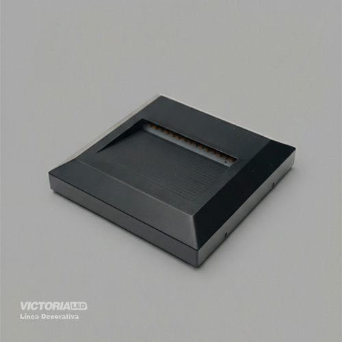 APLIQUE DE PARED IP65 2W 3000K NEGRO 125*125MM