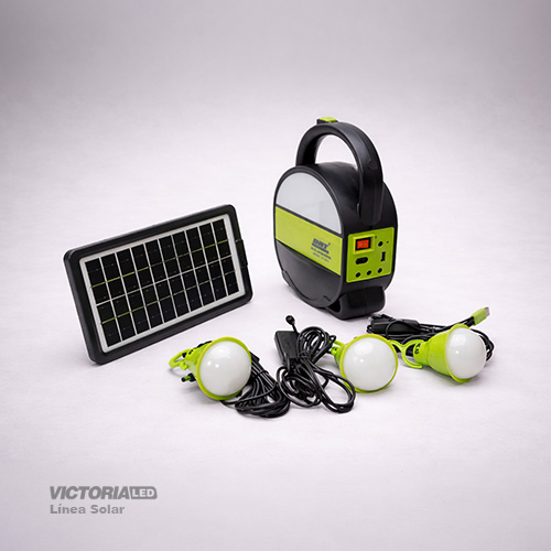 KIT SOLAR PORTATIL LINTERNA/3FOCOS3W/USB