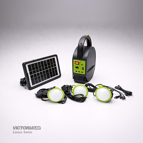 KIT SOLAR PORTATIL LINTERNA/3FOCOS3W/USB/RADIO/MP3/BLUETOOTH