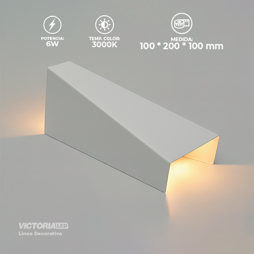APLIQUE DE PARED IP20 6W 3000K BLANCO 200*200MM AC85-265V
