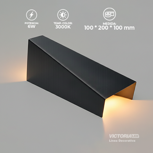 APLIQUE DE PARED IP20 6W 3000K NEGRO 200*200MM AC85-265V