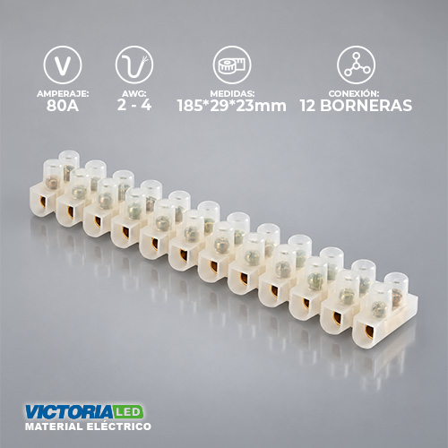 BORNERA 12 POLOS 80A BLANCO