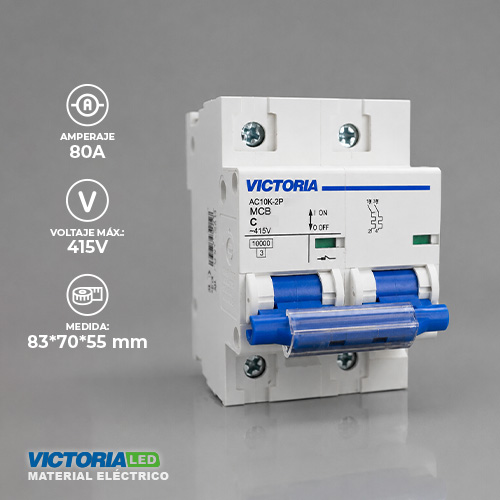 BREAKER VICTORIA LED AC 10K 2P 80A 6U/C