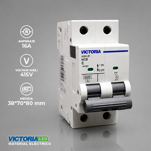 BREAKER VICTORIA LED AC 6K 2P 16A 6U/C