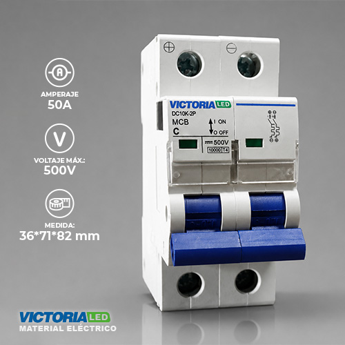 BREAKER VICTORIA LED DC 10K 2P 50A 6U/C