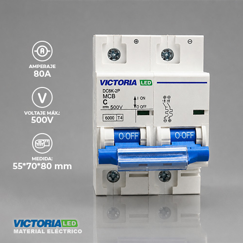 BREAKER VICTORIA LED DC 6K 2P 80A 6U/C