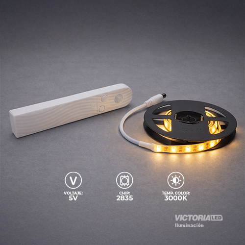 CINTA LED 1M 2835 8MM CON SENSOR 3000K