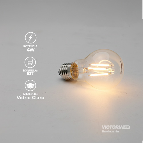 FOCO LED DECORATIVO VINTAGE 4W E27 110V TRANSPARENTE 100U/C