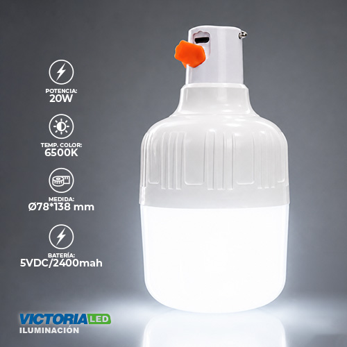 FOCO LED RECARGABLE 20W 6500K 50U/C