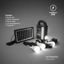 KIT SOLAR PORTATIL LINTERNA/3FOCOS3W/USB
