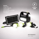 KIT SOLAR PORTATIL LINTERNA/3FOCOS3W/USB