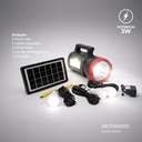 KIT SOLAR PORTATIL LINTERNA/3FOCOS3W/USB/RADIO/MP3