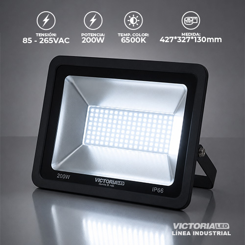 REFLECTOR INDUSTRIAL AC85-265V FP09 IP66 6500K BLACK FULL POWER