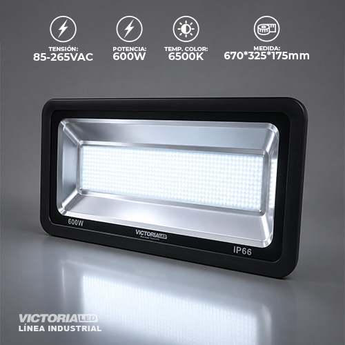 REFLECTOR INDUSTRIAL AC85-265V FP09 IP66 6500K BLACK FULL POWER