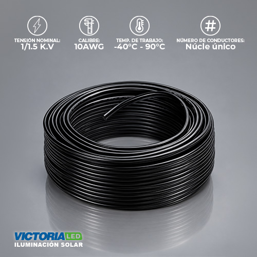 SOLAR CABLE 1M BLACK 6MM2/10AWG