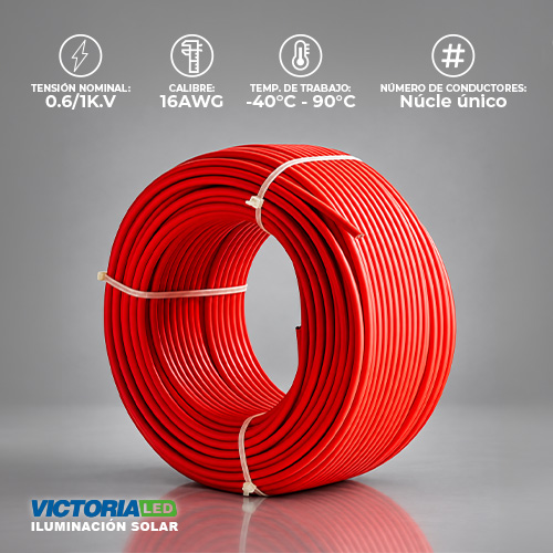 SOLAR CABLE 1M RED 1.5MM2/ 16AWG