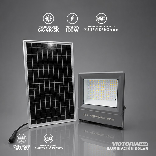 SOLAR REFLECTOR MULTIPUNTO 100W 3 TONOS DE LUZ
