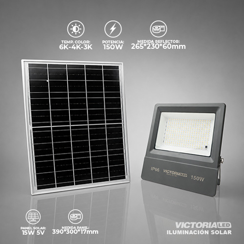 SOLAR REFLECTOR MULTIPUNTO 150W 3 TONOS DE LUZ