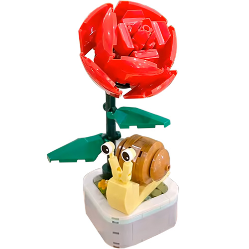 JUGUETE LEGO ROSA ROJA CON CARACOL