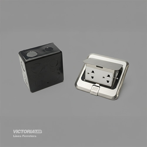 TOMACORRIENTE UNIVERSAL DE PISO ACERO INOXIDABLE 250V 15A SILVER 1U/C