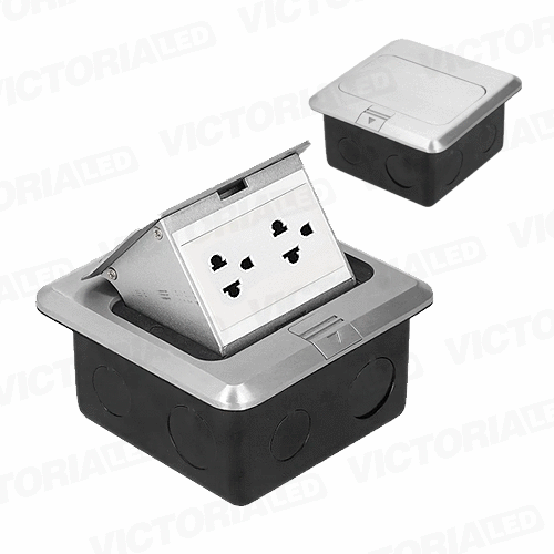 TOMACORRIENTE UNIVERSAL DE PISO ACERO INOXIDABLE 250V 15A SILVER 1U/C