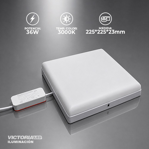 VICTORIA LED PANEL SIN BORDE 3000k 36W SOBREPUESTO CUADRADO 10U/C