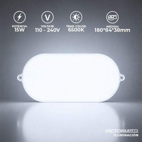 FOCO LED TIPO BARCO OVAL 15W 6500K 40U/C