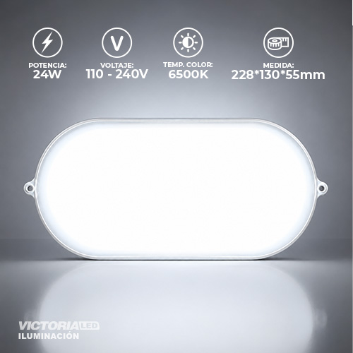 FOCO LED TIPO BARCO OVAL 24W 6500K 40U/C