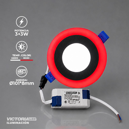 VICTORIA LED PANEL EMP RED 3W+3W ROJO 100U/C