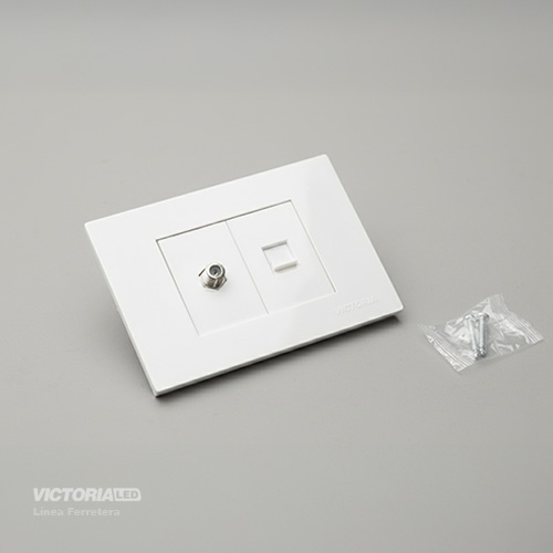 TOMA TV + RJ45 CAT5 PC BLANCO 10U/C