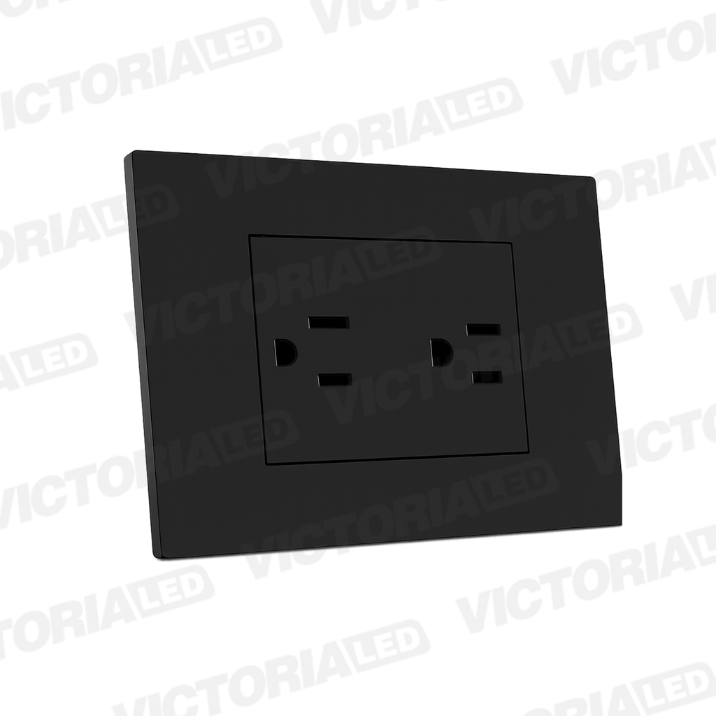 TOMACORRIENTE DOBLE 16A 125/250V PC NEGRO 10U/C