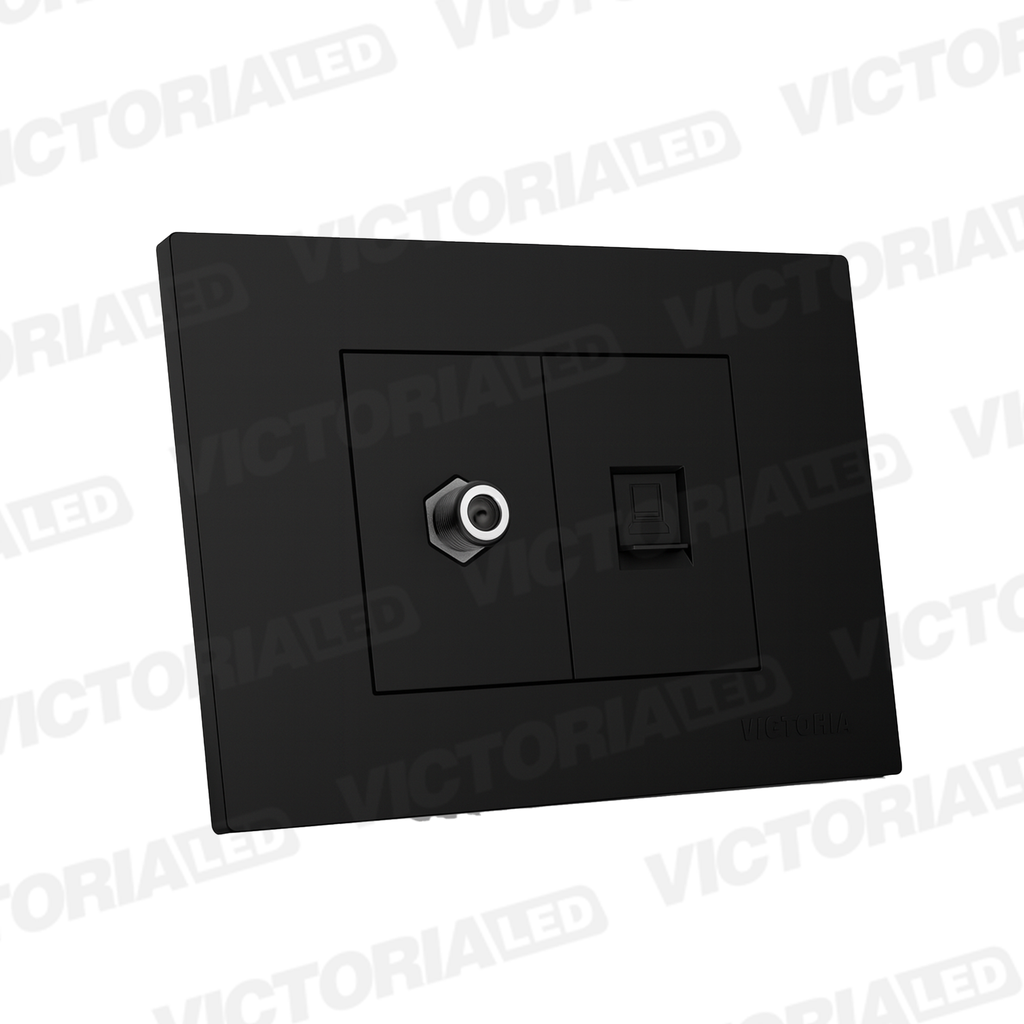 TOMA TV + RJ45 CAT5 PC NEGRO 10U/C